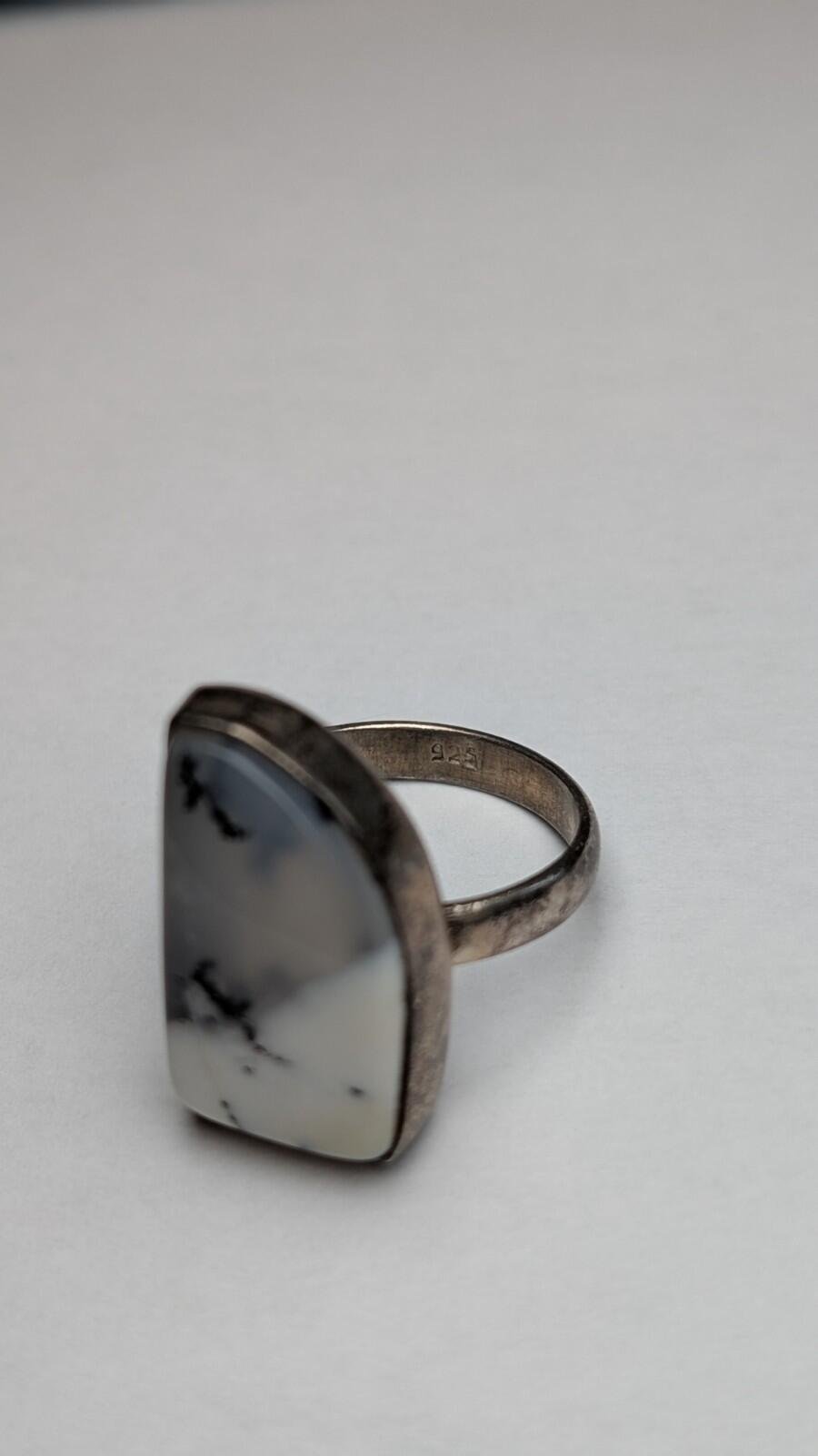 Vintage Sterling Silver Dendritic Opal Ring | Size Q 1/2 | 925 Silver - Image 6