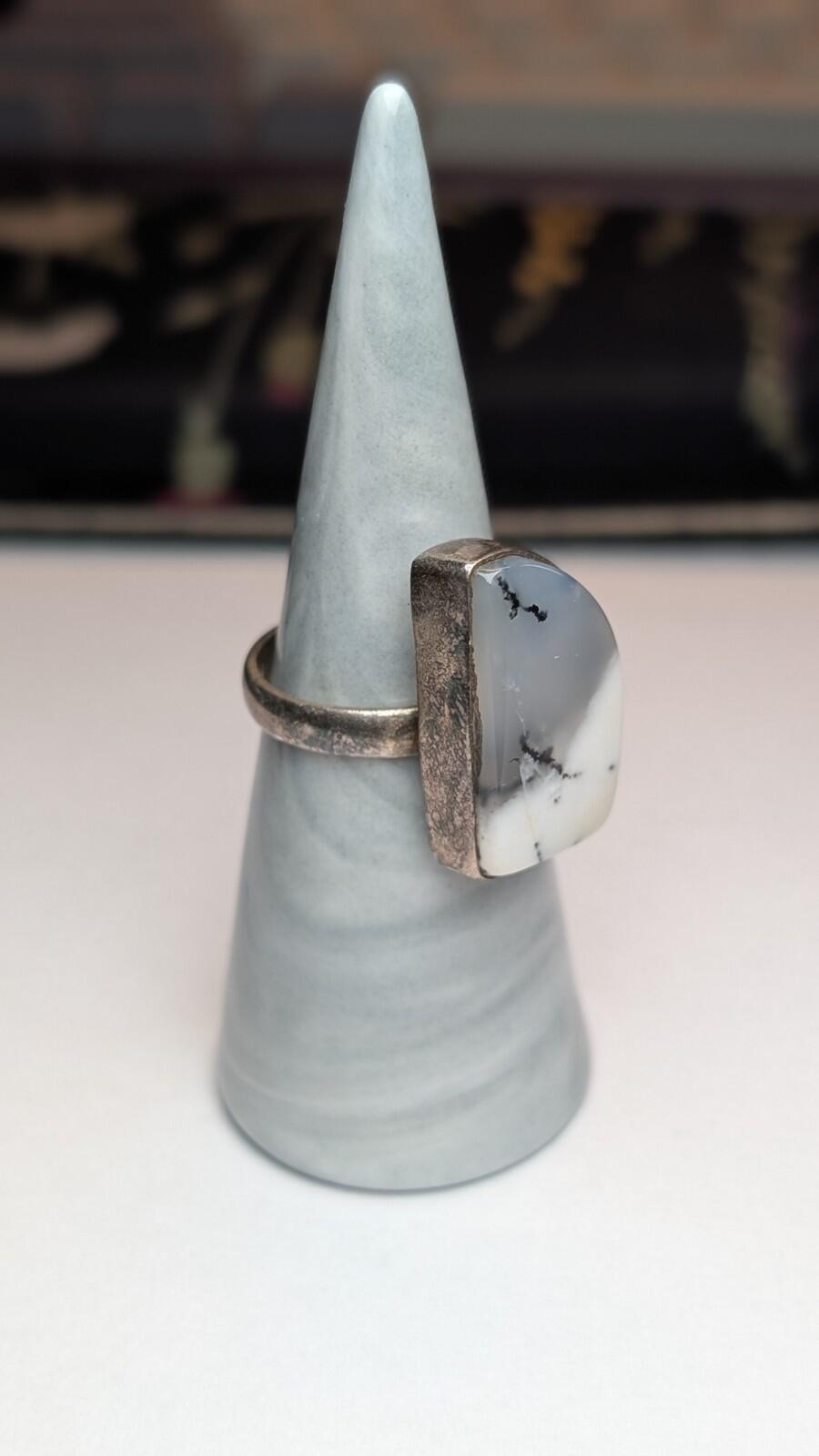 Vintage Sterling Silver Dendritic Opal Ring | Size Q 1/2 | 925 Silver - Image 7