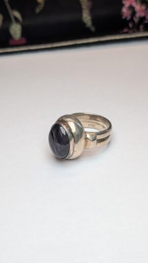 Vintage Sterling Silver Chunky Amethyst Ring | Size Q 1/2 | 925 Silver