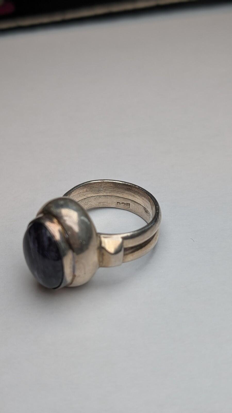 Vintage Sterling Silver Chunky Amethyst Ring | Size Q 1/2 | 925 Silver - Image 3