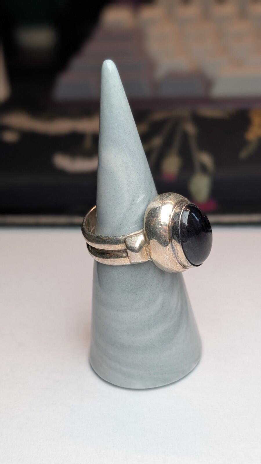 Vintage Sterling Silver Chunky Amethyst Ring | Size Q 1/2 | 925 Silver - Image 4