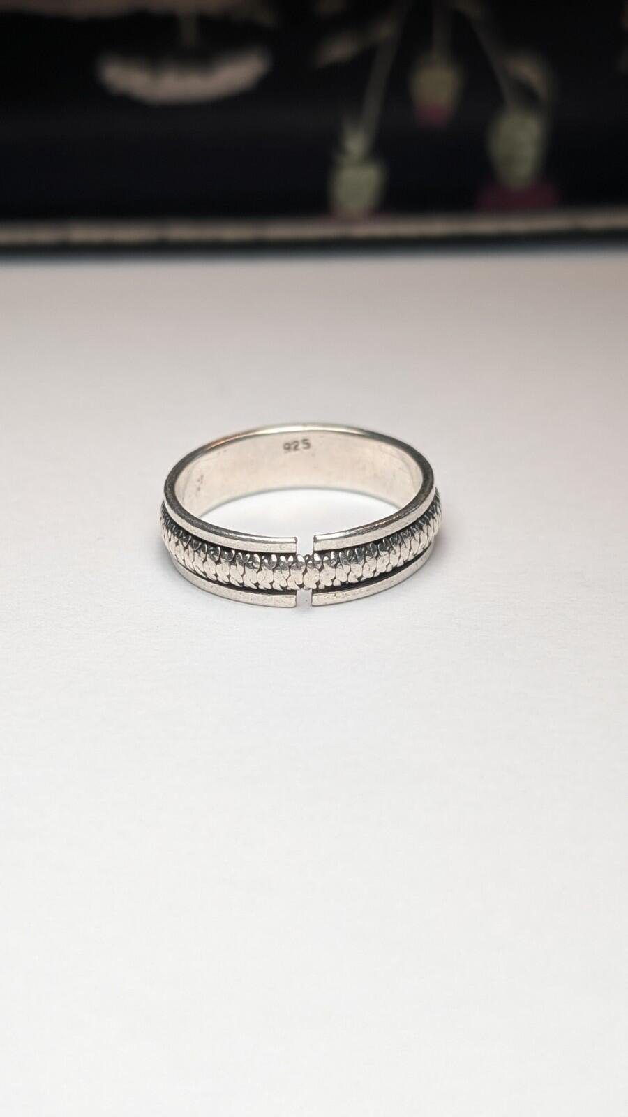 Vintage Sterling Silver Spinner Ring | Size W | 925 Silver | Broken / Cracked - Image 5