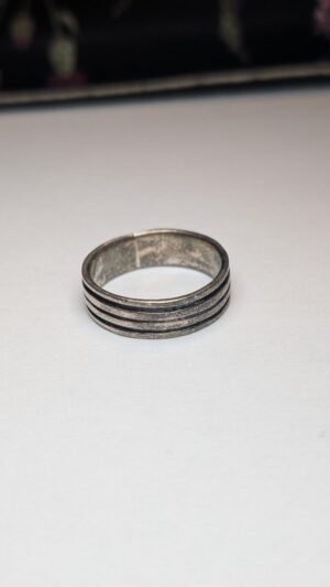 Vintage Sterling Silver Triple Lines Band Ring | Size Y | 925 Silver