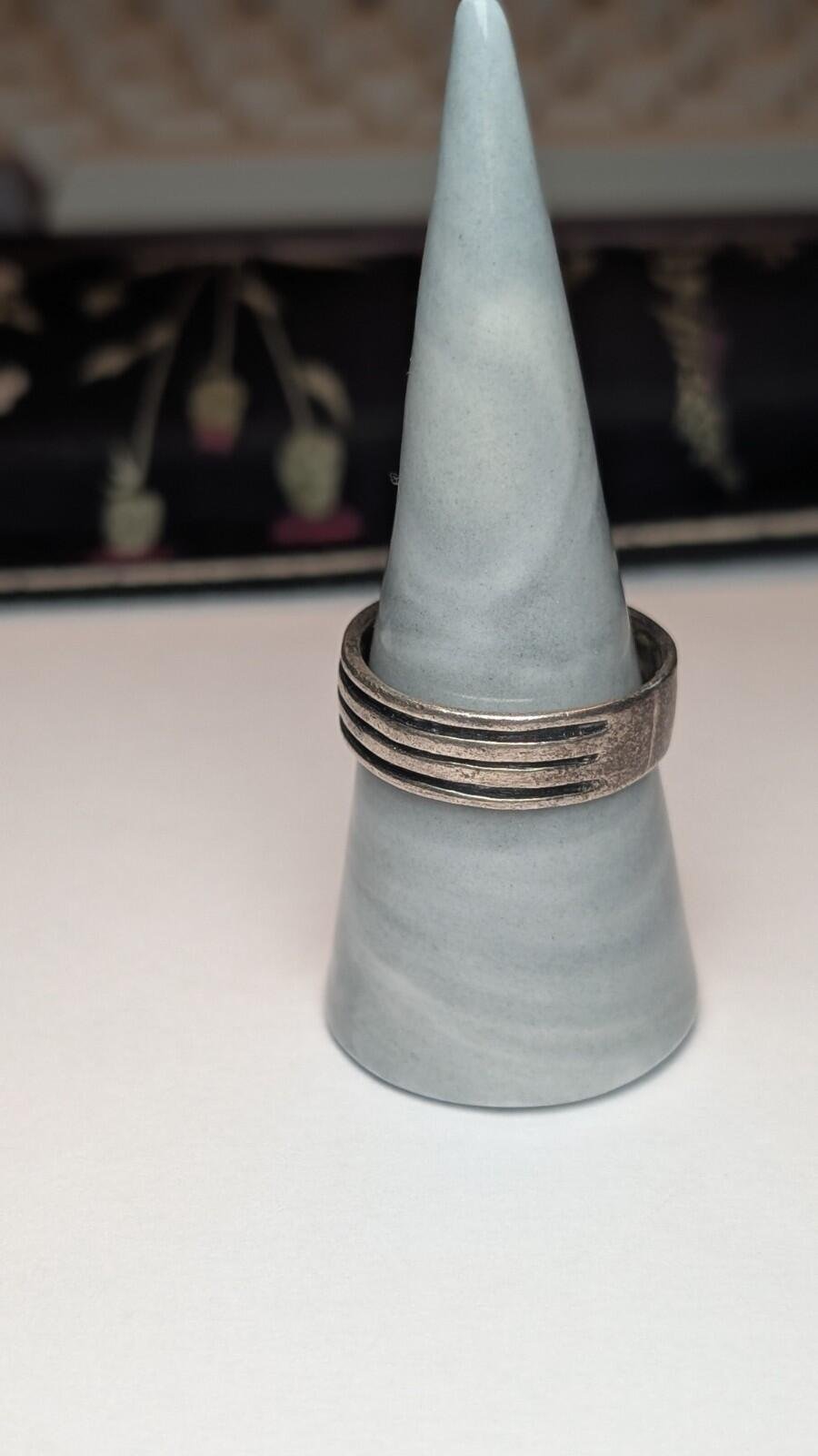 Vintage Sterling Silver Triple Lines Band Ring | Size Y | 925 Silver - Image 3