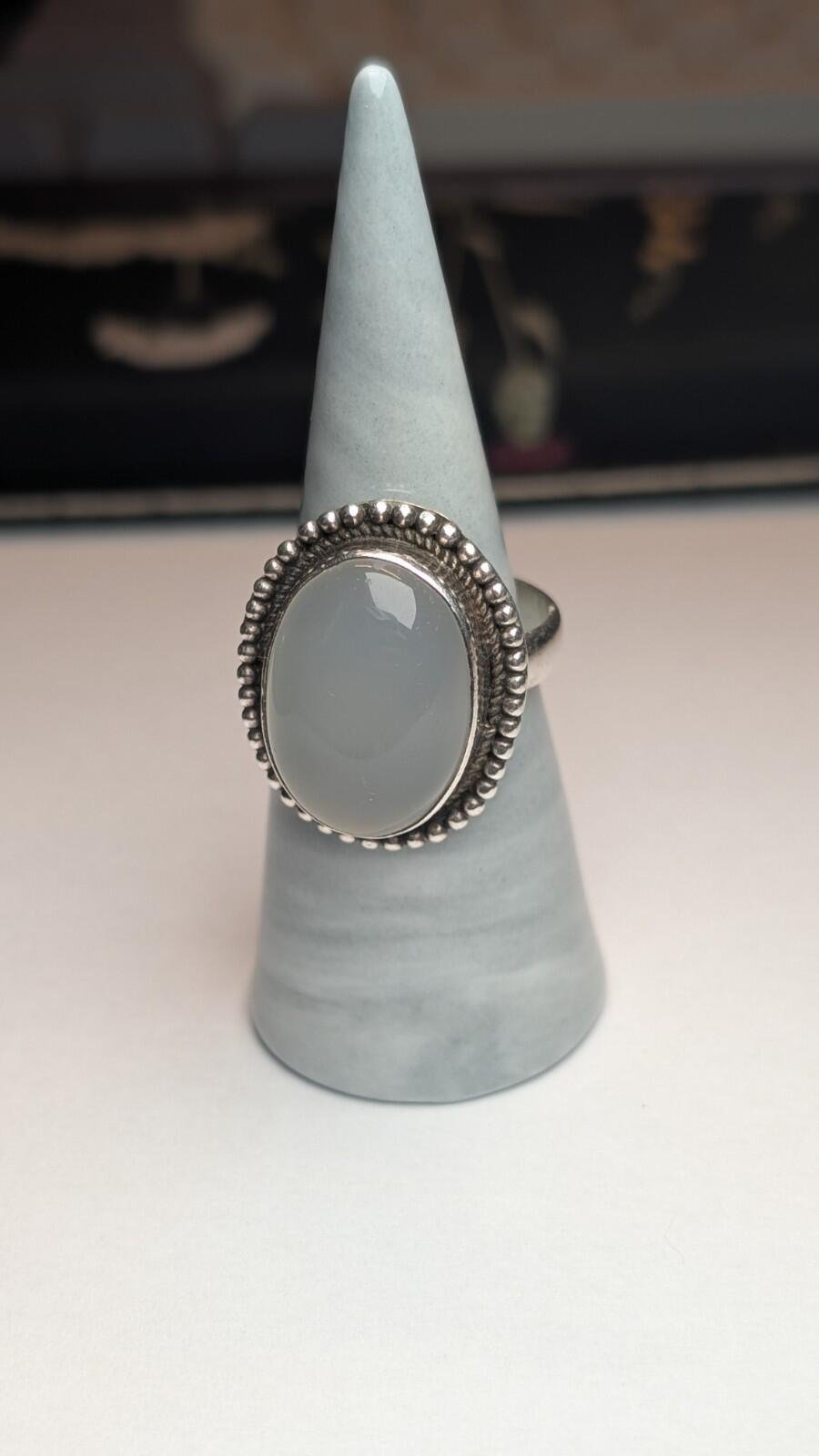 Vintage Sterling Silver Grey Chalcedony Ring | Size R | 925 Silver - Image 5