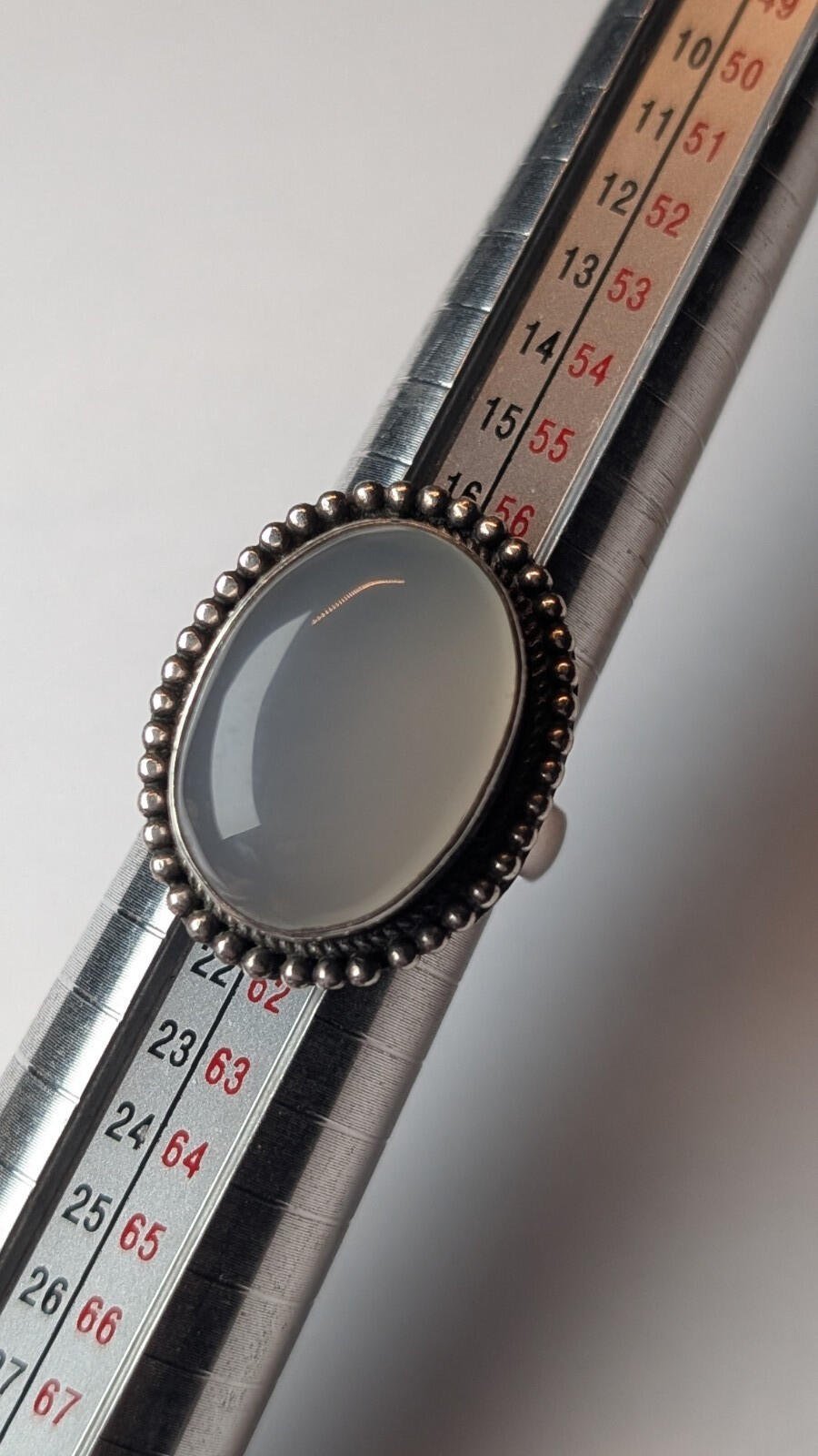 Vintage Sterling Silver Grey Chalcedony Ring | Size R | 925 Silver - Image 8