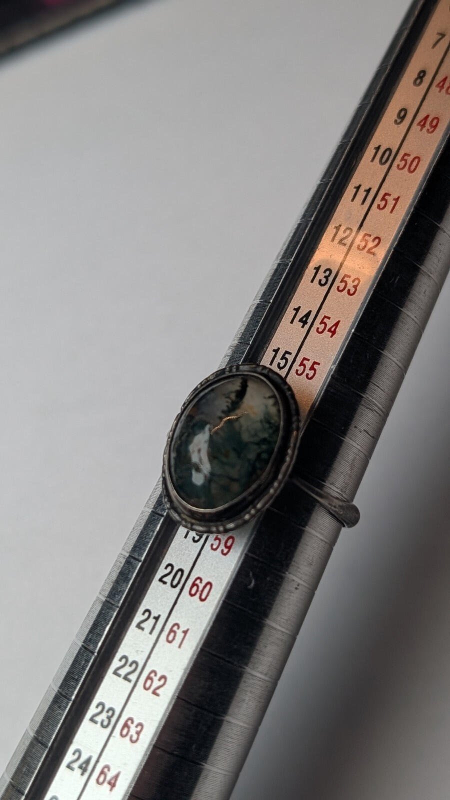 Vintage Sterling Silver Moss Agate Ring | Size P 1/2 | 925 Silver - Image 8