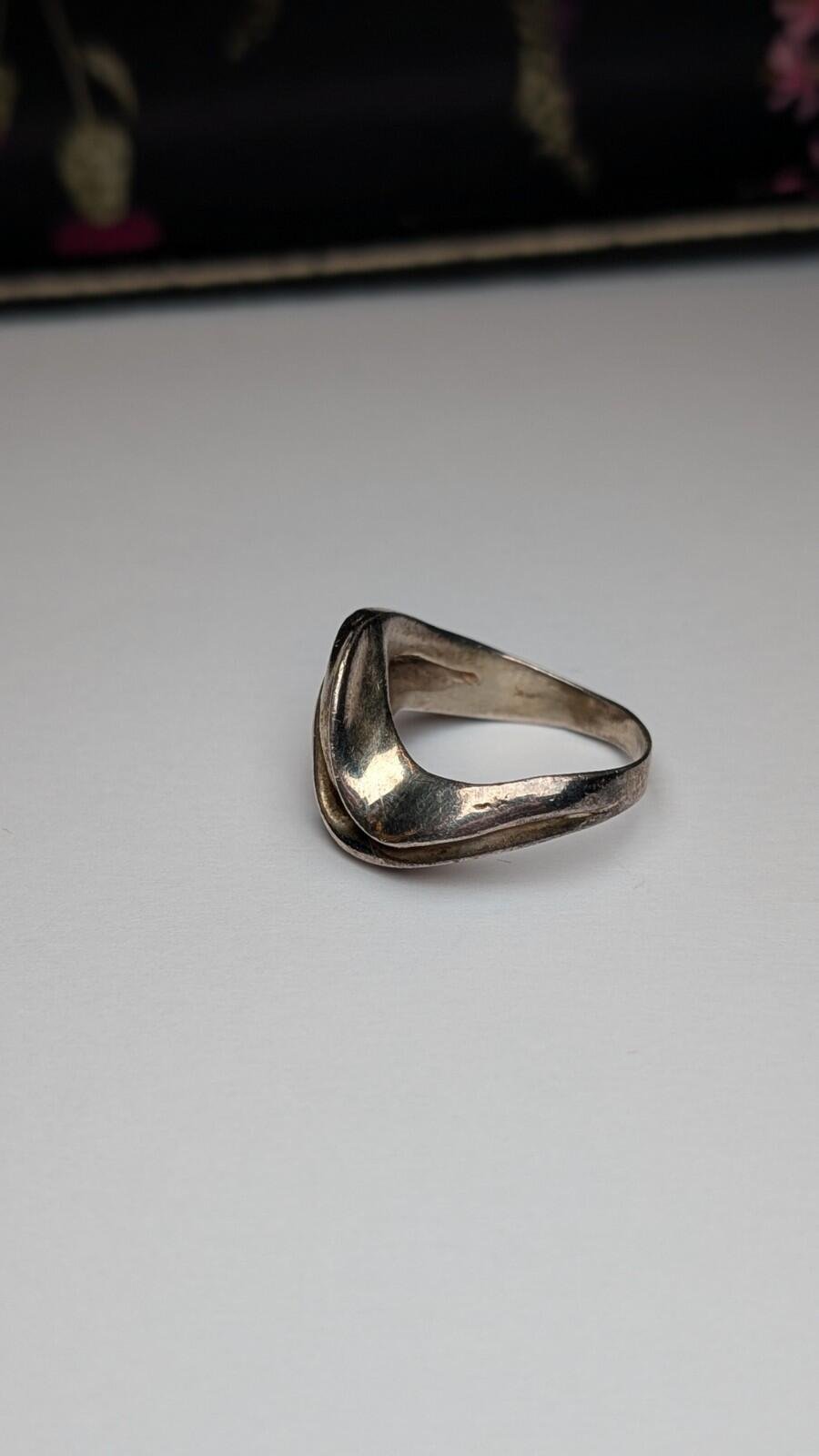Vintage Sterling Silver Modernist Sculptural Swirl Ring | Size N | 925 Silver - Image 3