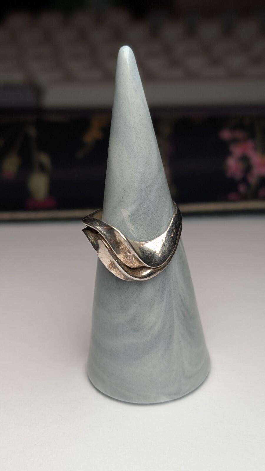 Vintage Sterling Silver Modernist Sculptural Swirl Ring | Size N | 925 Silver - Image 5