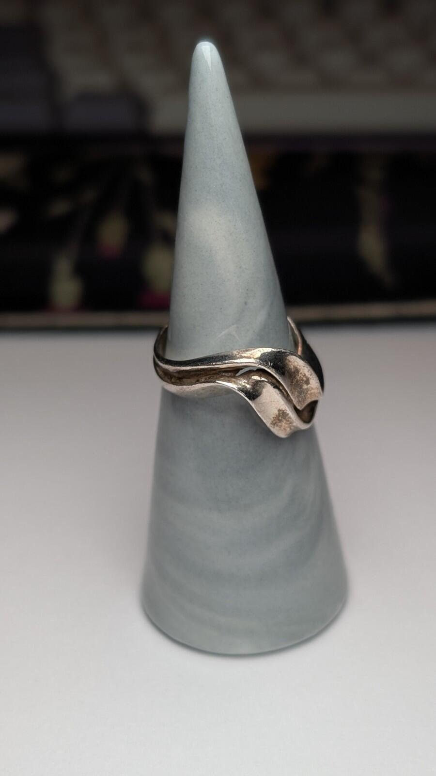 Vintage Sterling Silver Modernist Sculptural Swirl Ring | Size N | 925 Silver - Image 6