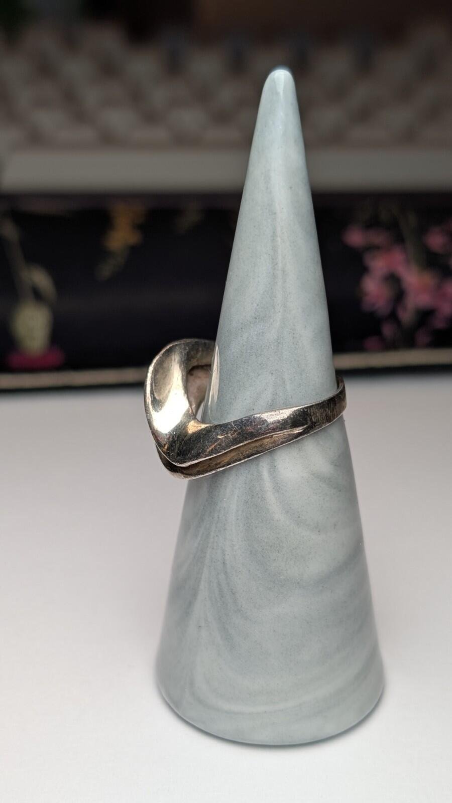 Vintage Sterling Silver Modernist Sculptural Swirl Ring | Size N | 925 Silver - Image 7
