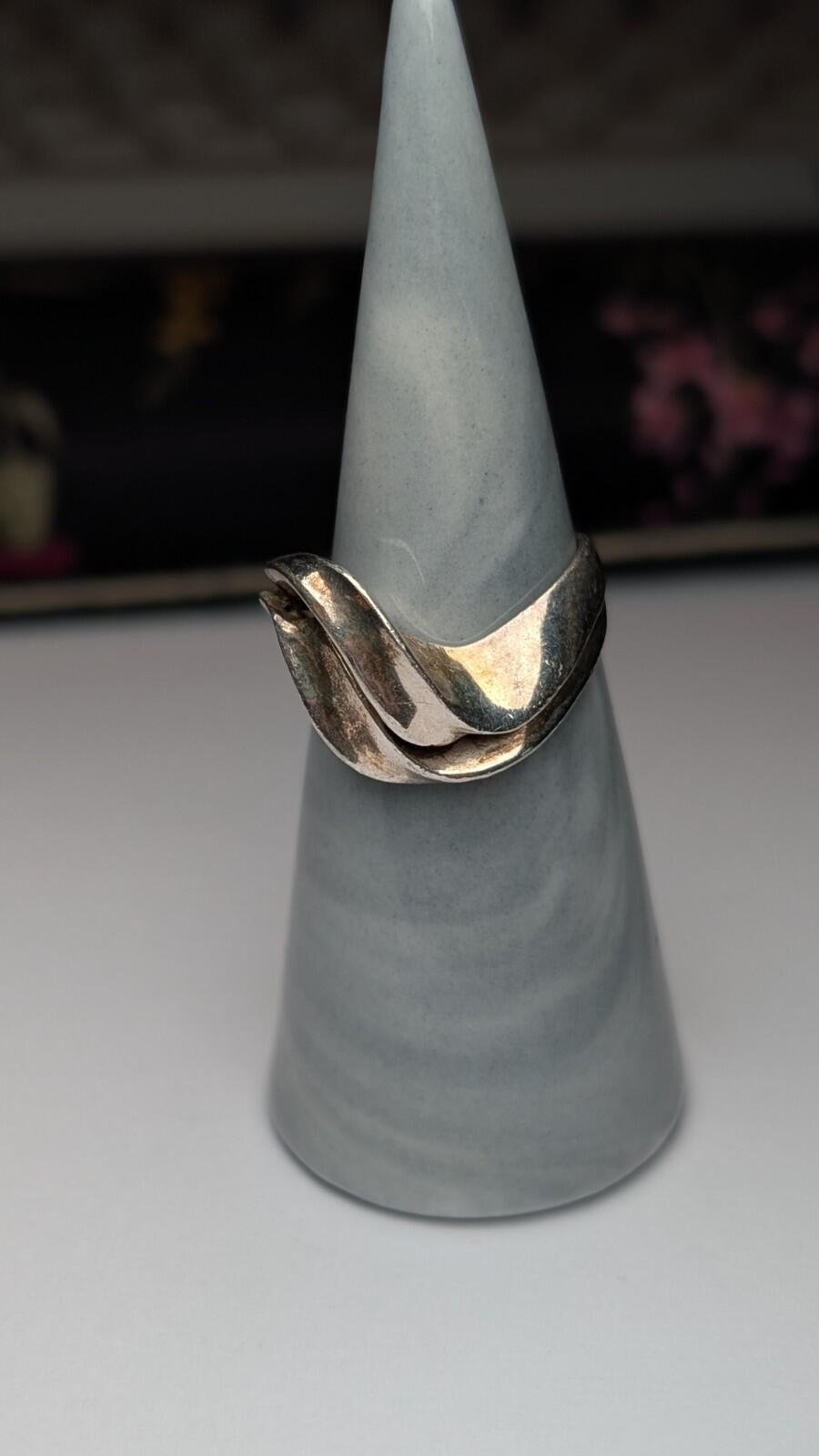 Vintage Sterling Silver Modernist Sculptural Swirl Ring | Size N | 925 Silver - Image 10