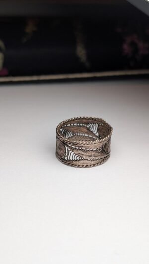 Vintage Sterling Silver Filigree Band Ring | Size O | 925 Silver