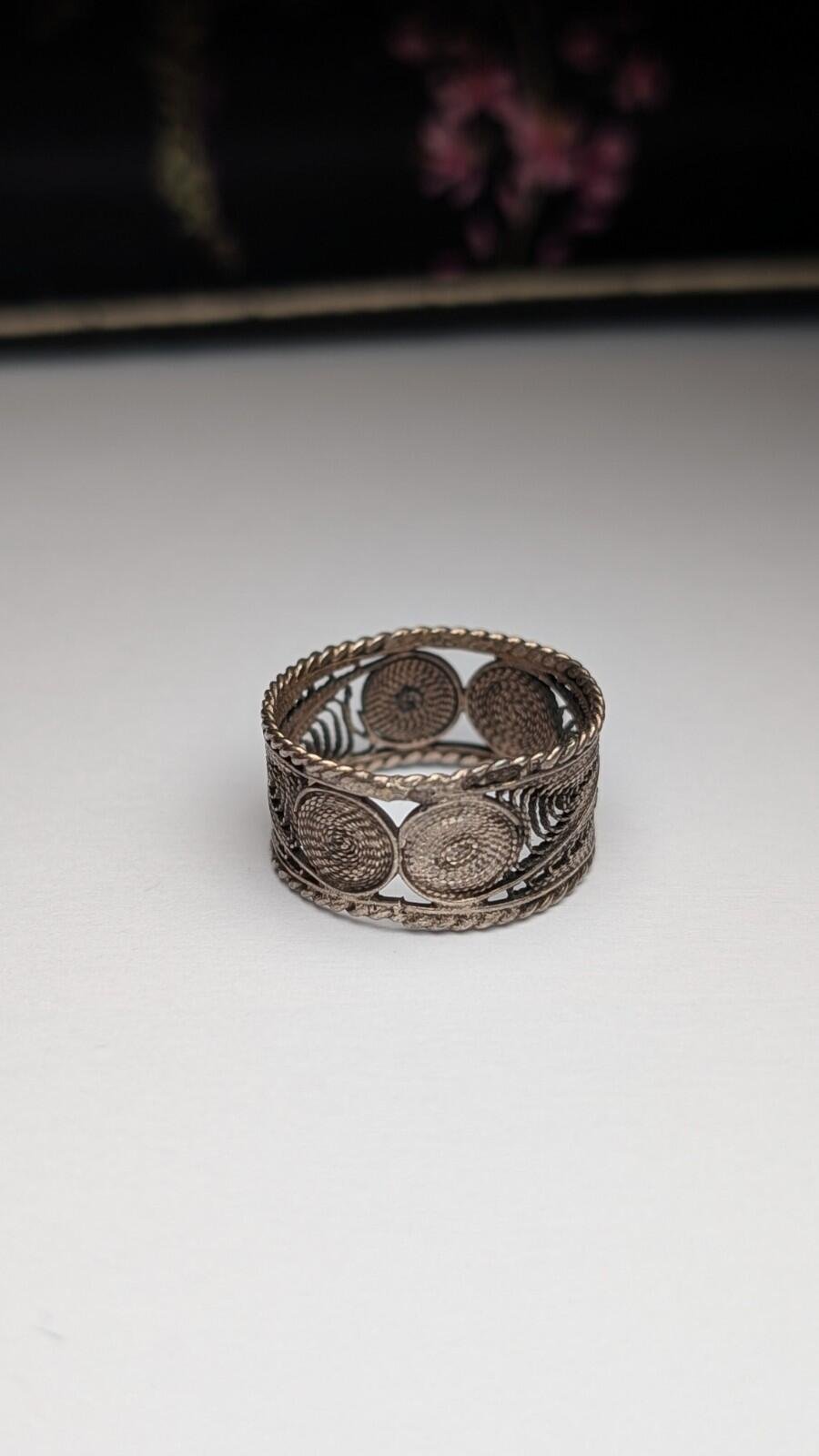 Vintage Sterling Silver Filigree Band Ring | Size O | 925 Silver - Image 3