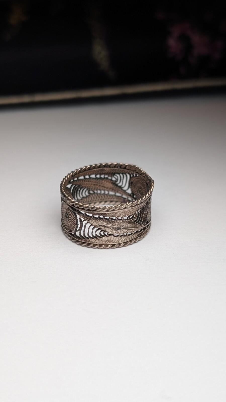 Vintage Sterling Silver Filigree Band Ring | Size O | 925 Silver - Image 4
