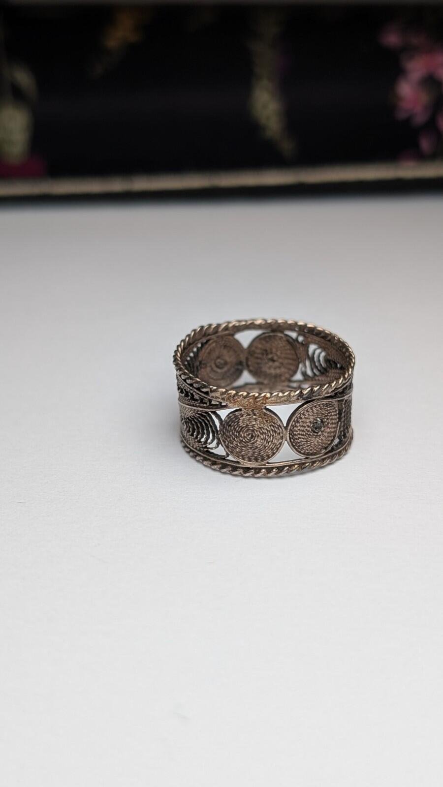 Vintage Sterling Silver Filigree Band Ring | Size O | 925 Silver - Image 5