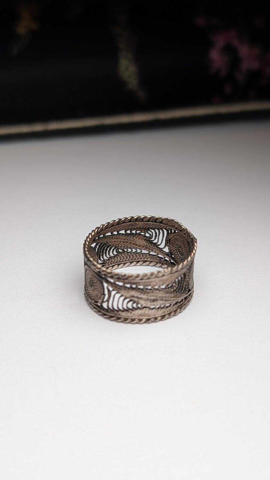 Vintage Sterling Silver Filigree Band Ring | Size O | 925 Silver - Image 6