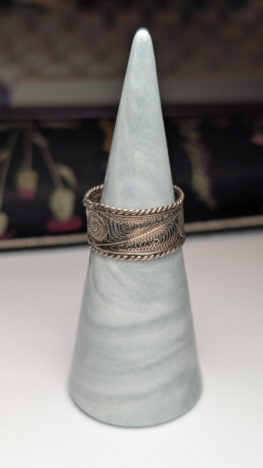 Vintage Sterling Silver Filigree Band Ring | Size O | 925 Silver - Image 8