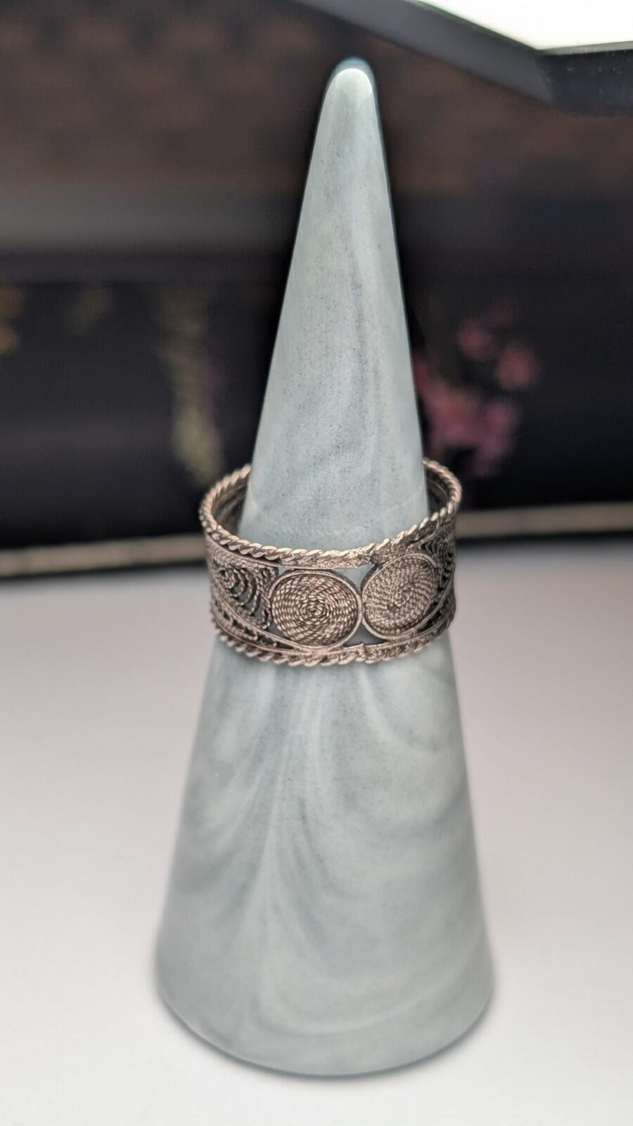 Vintage Sterling Silver Filigree Band Ring | Size O | 925 Silver - Image 9