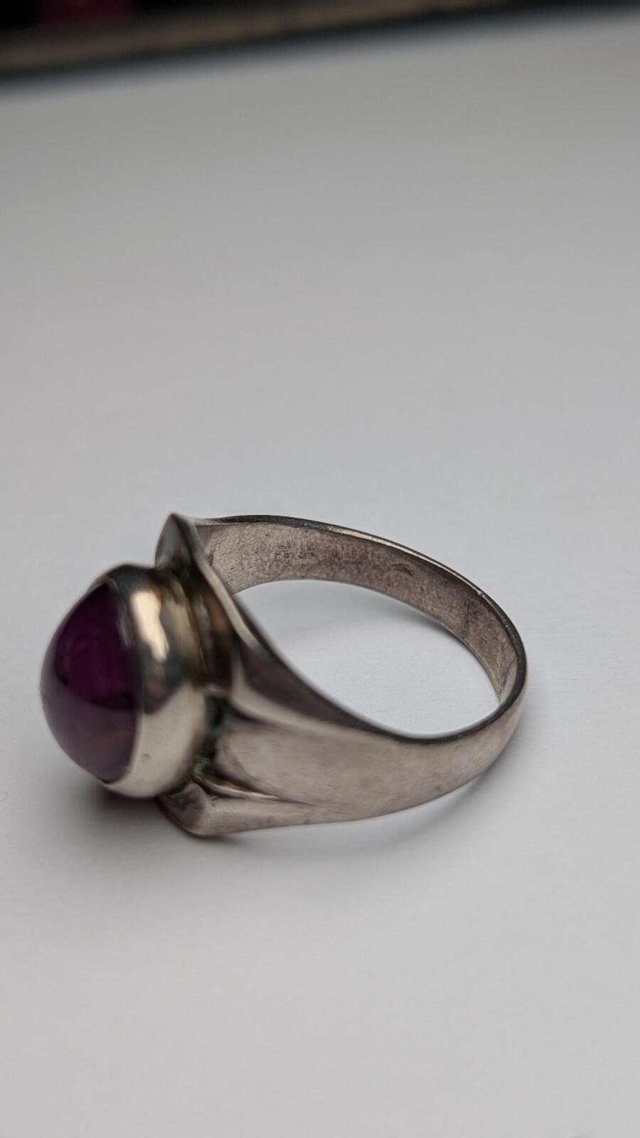 Vintage Sterling Silver Star Ruby Ring | Size Q | 925 Silver - Image 6