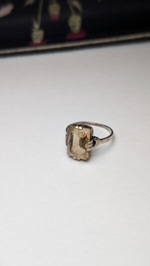 Vintage Sterling Silver Yellow Citrine Ring | Size M 1/2 | 925 Silver