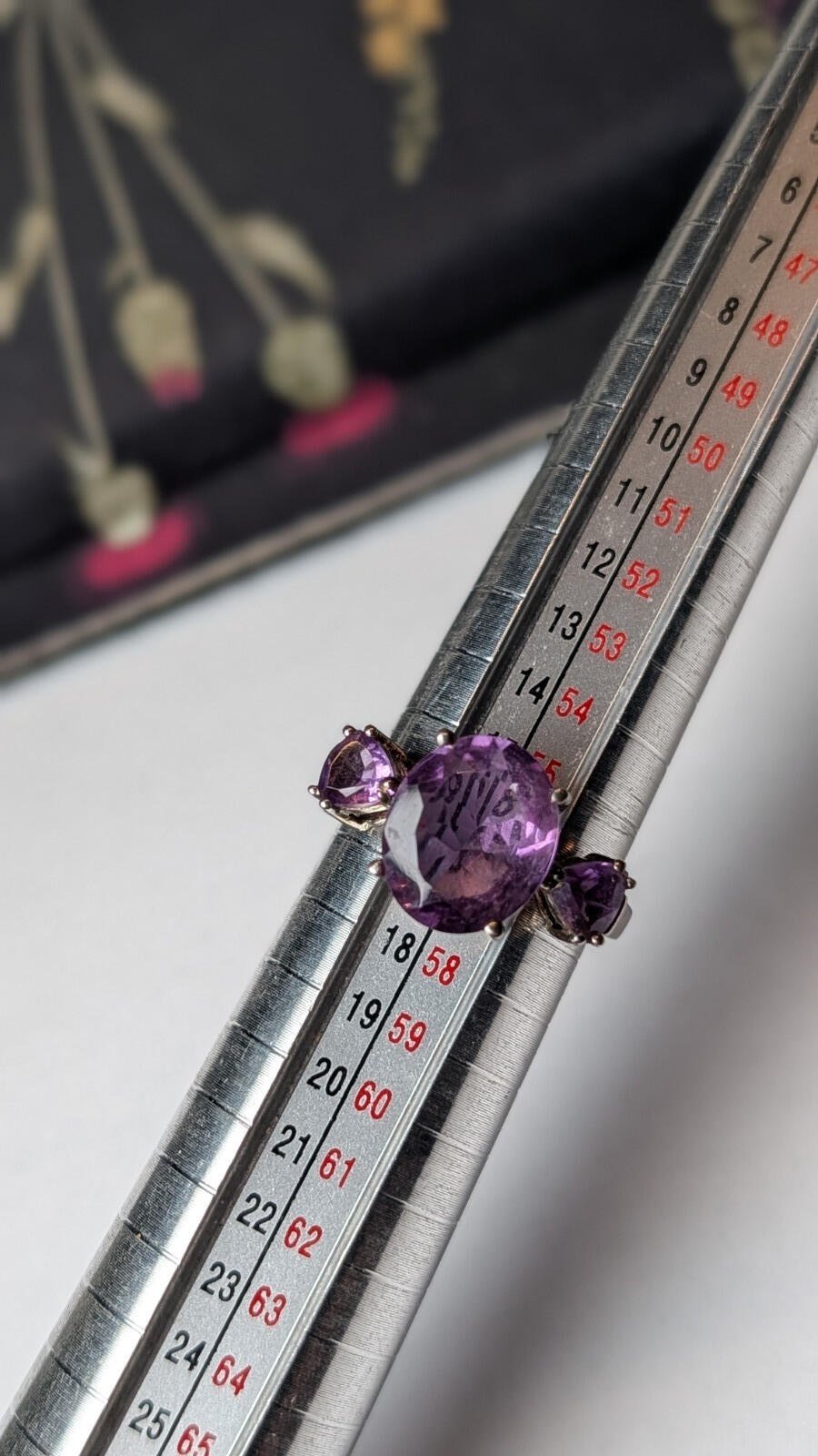 Vintage Sterling Silver Amethyst Trilogy Ring | Size P | 925 Silver - Image 8