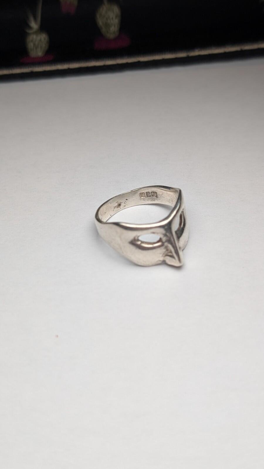 Vintage Irish Sterling Silver Masquerade Mask Ring | Size L 1/2 | 925 Silver - Image 4