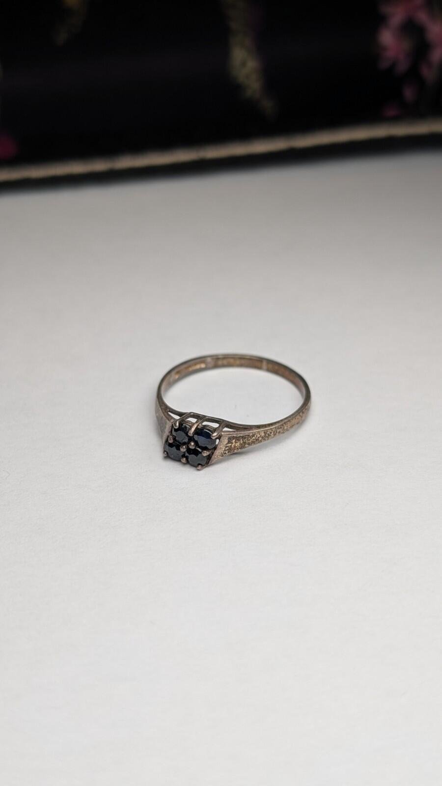 Vintage Sterling Silver 1984 Sapphire Ring | Size M 1/2 | 925 Silver