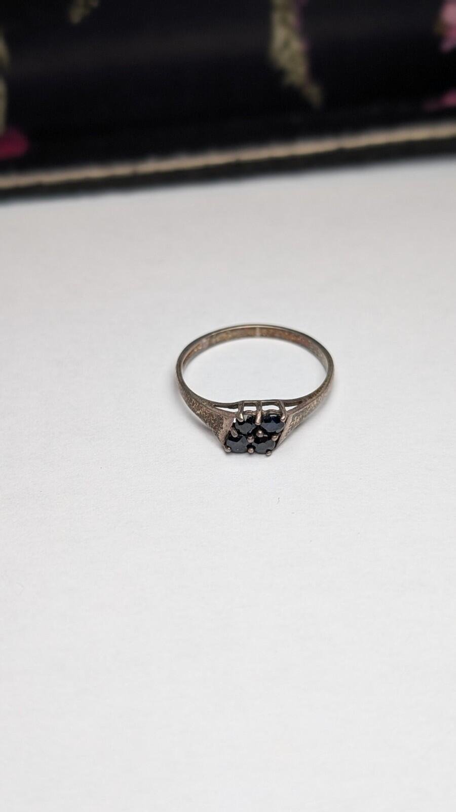 Vintage Sterling Silver 1984 Sapphire Ring | Size M 1/2 | 925 Silver - Image 4