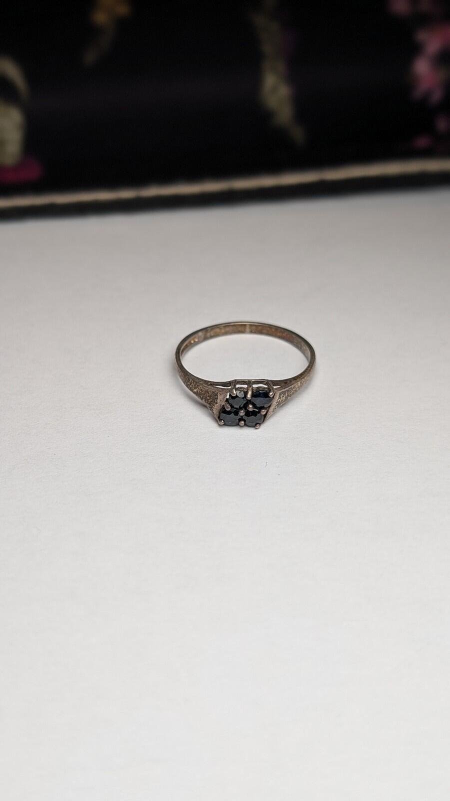 Vintage Sterling Silver 1984 Sapphire Ring | Size M 1/2 | 925 Silver - Image 5
