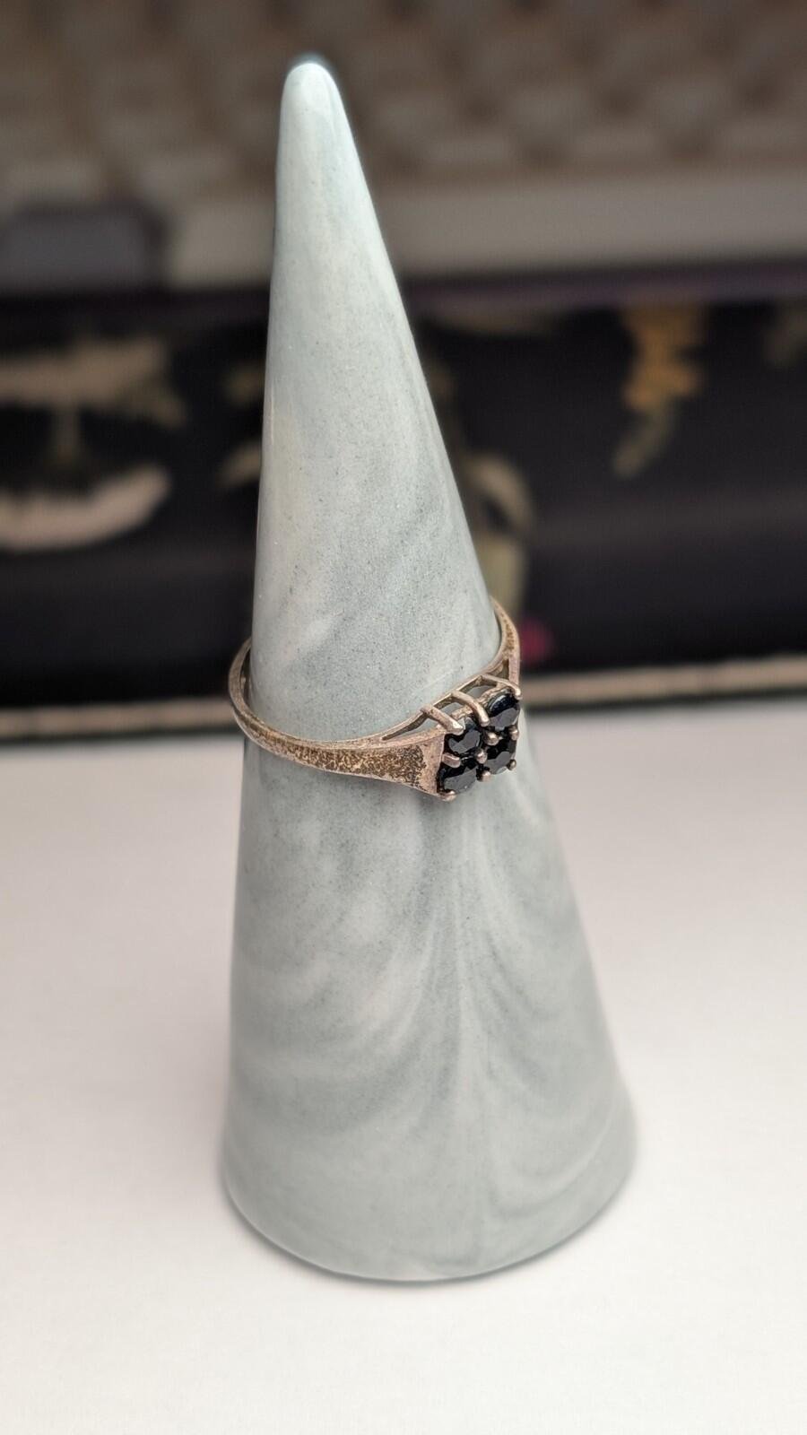 Vintage Sterling Silver 1984 Sapphire Ring | Size M 1/2 | 925 Silver - Image 6