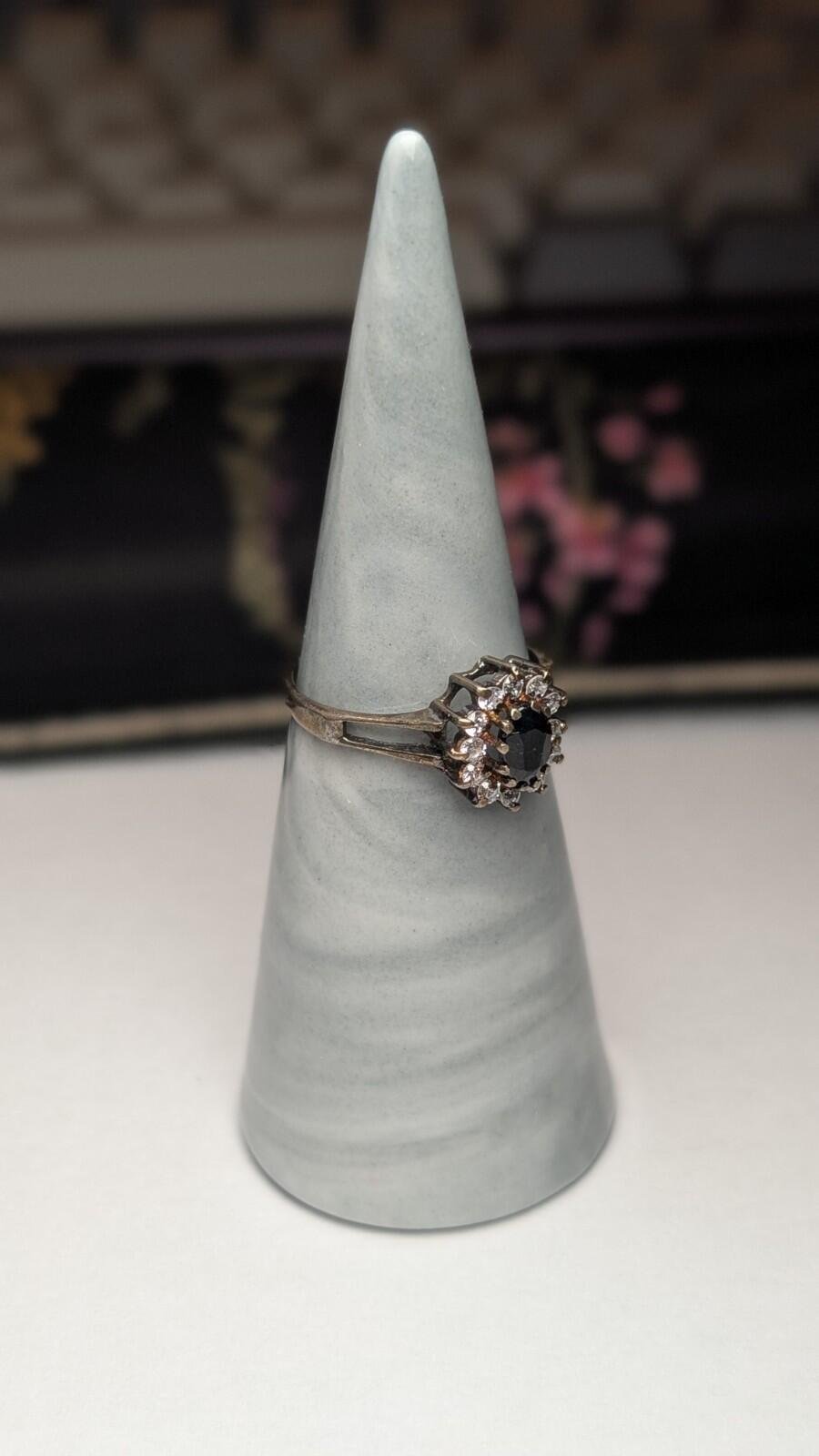 Vintage Sterling Silver 1980s Sapphire Cluster Ring | Size N | 925 Silver - Image 6