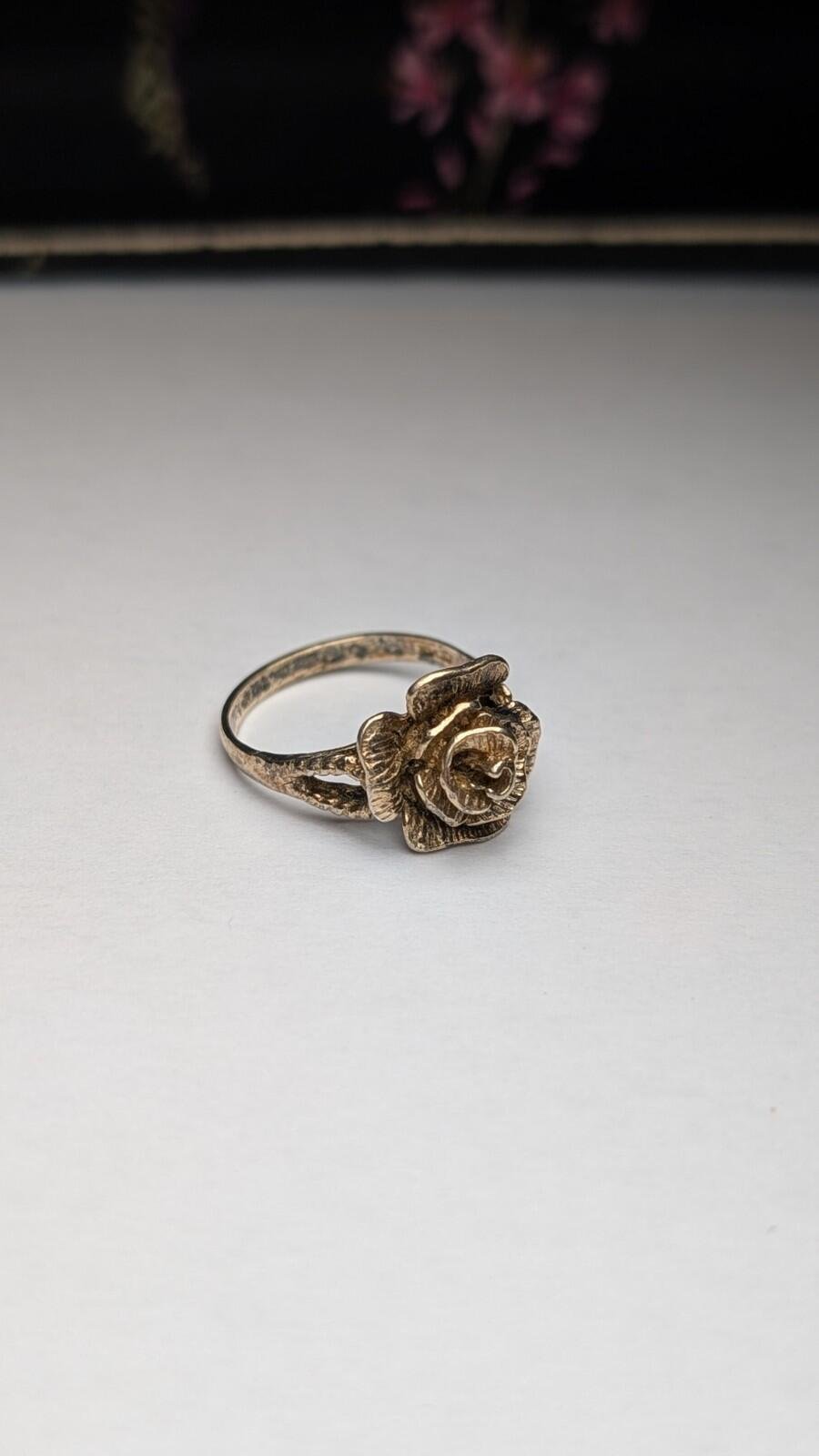 Vintage Sterling Silver Flower Rose Ring | Size K 1/2 | 925 Silver - Image 4