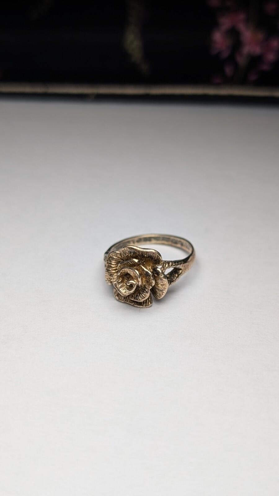 Vintage Sterling Silver Flower Rose Ring | Size K 1/2 | 925 Silver - Image 5