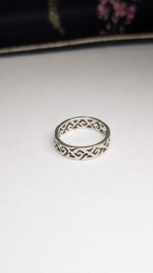 Vintage Sterling Silver Geometric Band Ring | Size L 1/2 | 925 Silver