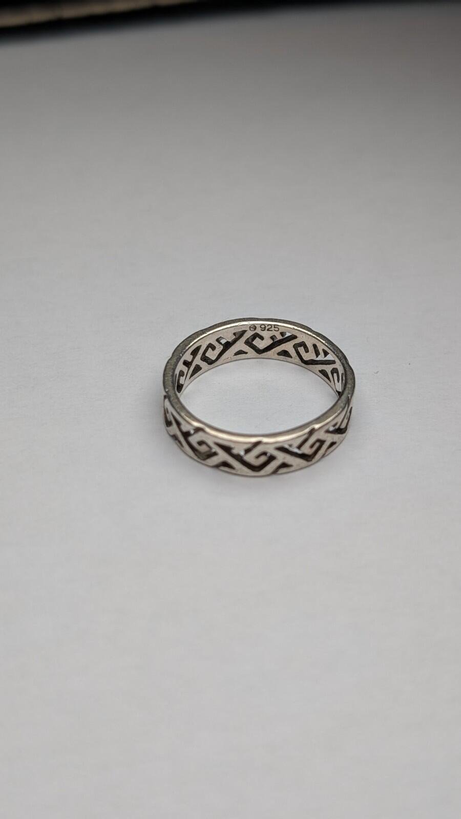 Vintage Sterling Silver Geometric Band Ring | Size L 1/2 | 925 Silver - Image 2