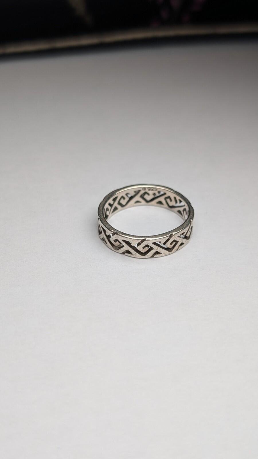 Vintage Sterling Silver Geometric Band Ring | Size L 1/2 | 925 Silver - Image 3