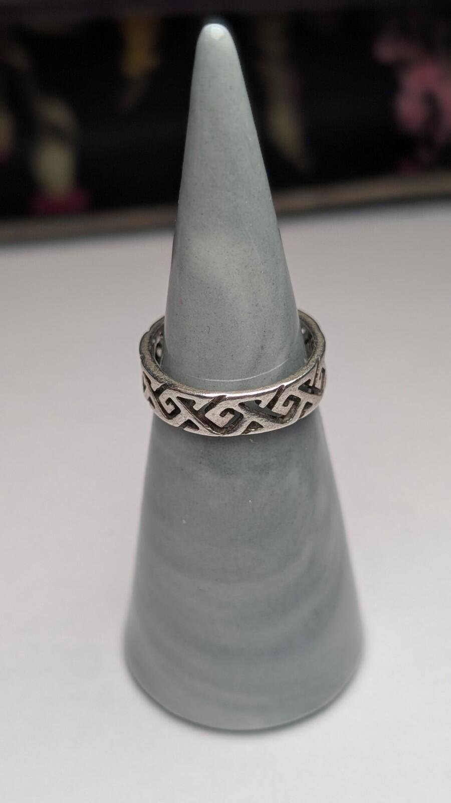 Vintage Sterling Silver Geometric Band Ring | Size L 1/2 | 925 Silver - Image 4