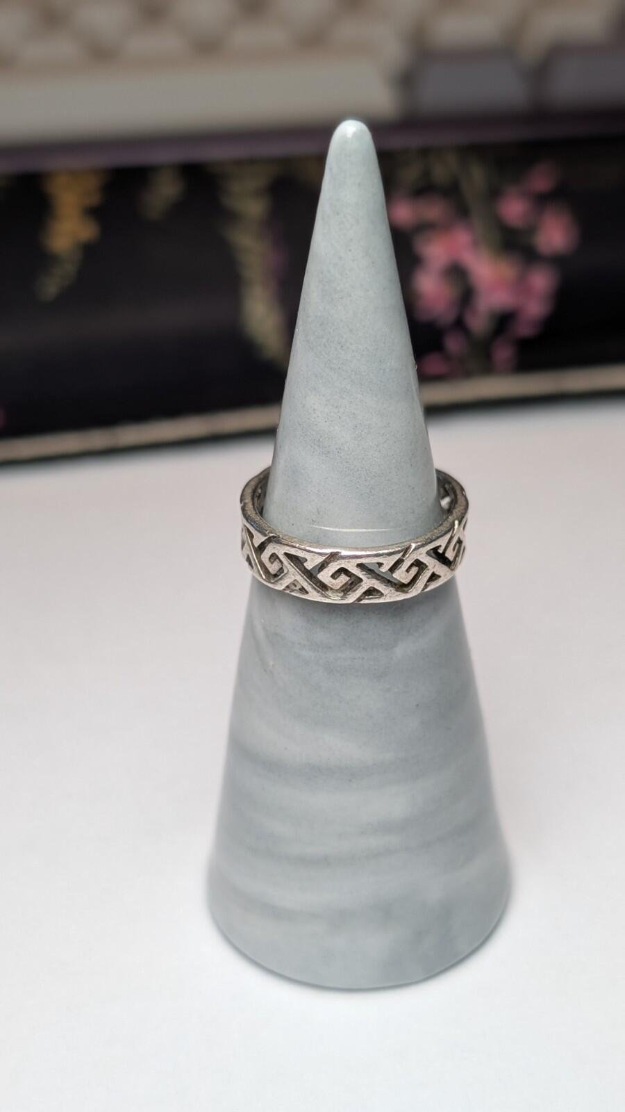 Vintage Sterling Silver Geometric Band Ring | Size L 1/2 | 925 Silver - Image 5