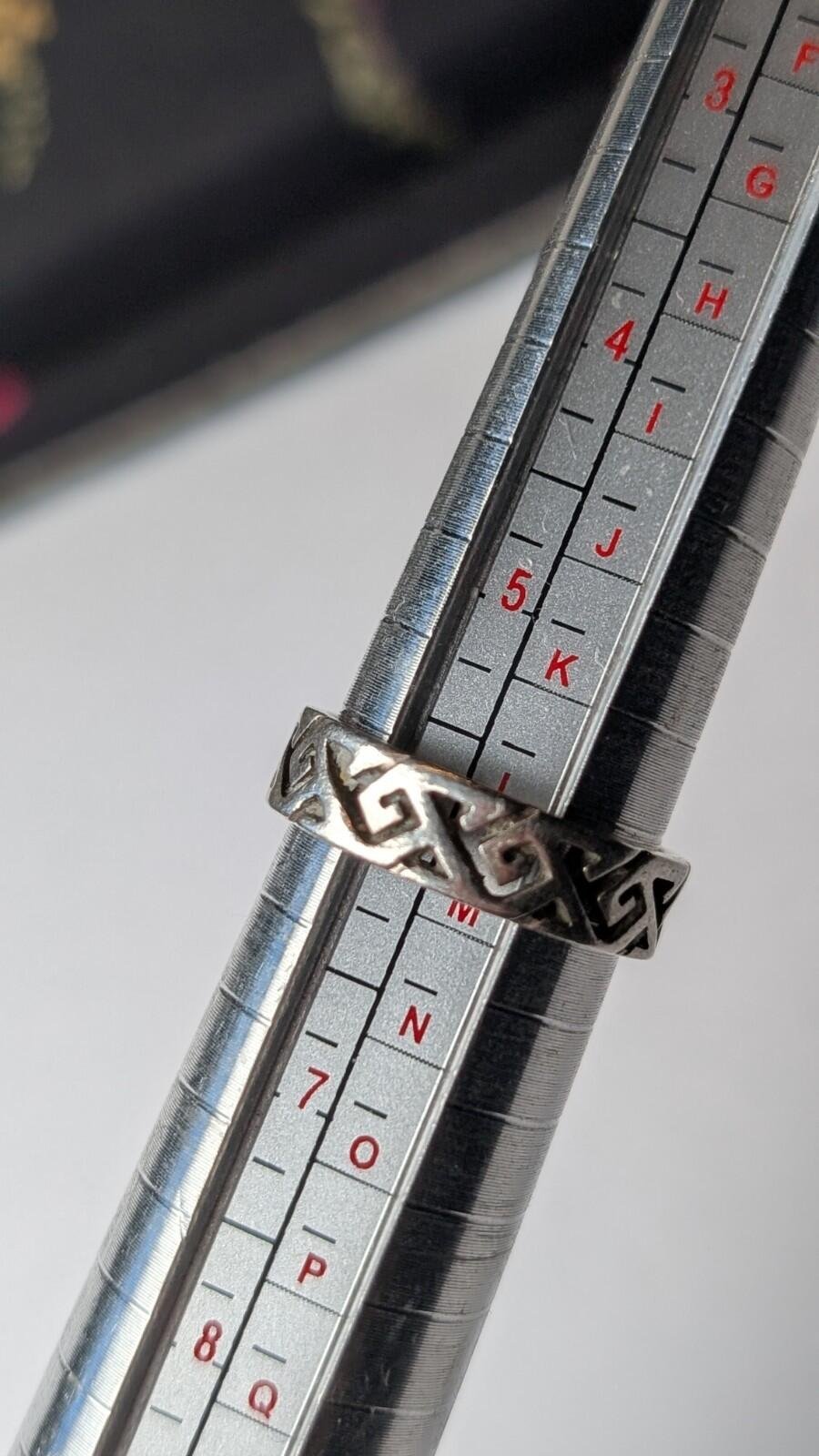 Vintage Sterling Silver Geometric Band Ring | Size L 1/2 | 925 Silver - Image 7
