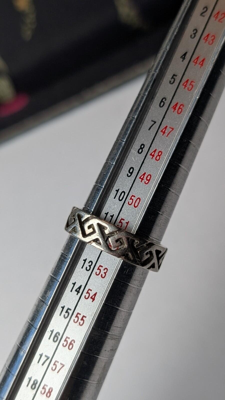 Vintage Sterling Silver Geometric Band Ring | Size L 1/2 | 925 Silver - Image 8