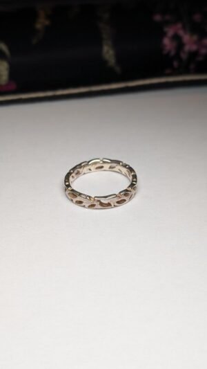 Vintage Sterling Silver Thin Floral Flowers Band Ring | Size R | 925 Silver