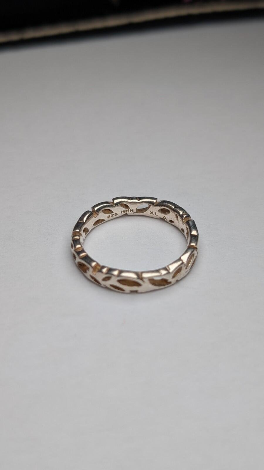 Vintage Sterling Silver Thin Floral Flowers Band Ring | Size R | 925 Silver - Image 3