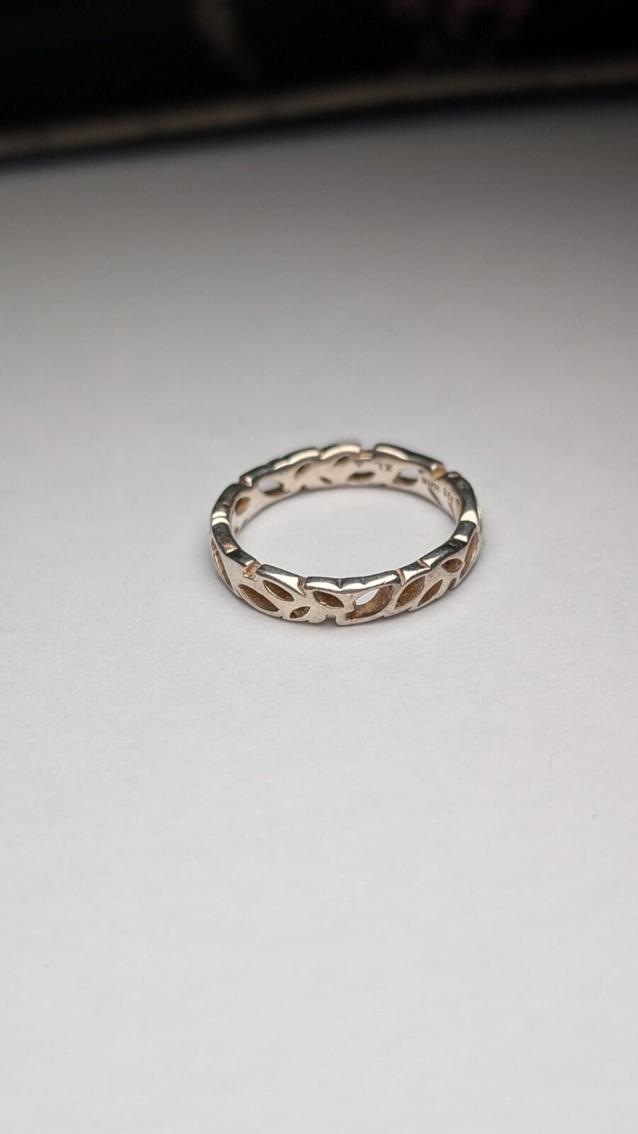 Vintage Sterling Silver Thin Floral Flowers Band Ring | Size R | 925 Silver - Image 4