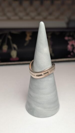 Vintage Sterling Silver Wave Wavy Diamond Ring | Size M 1/2 | 925 Silver