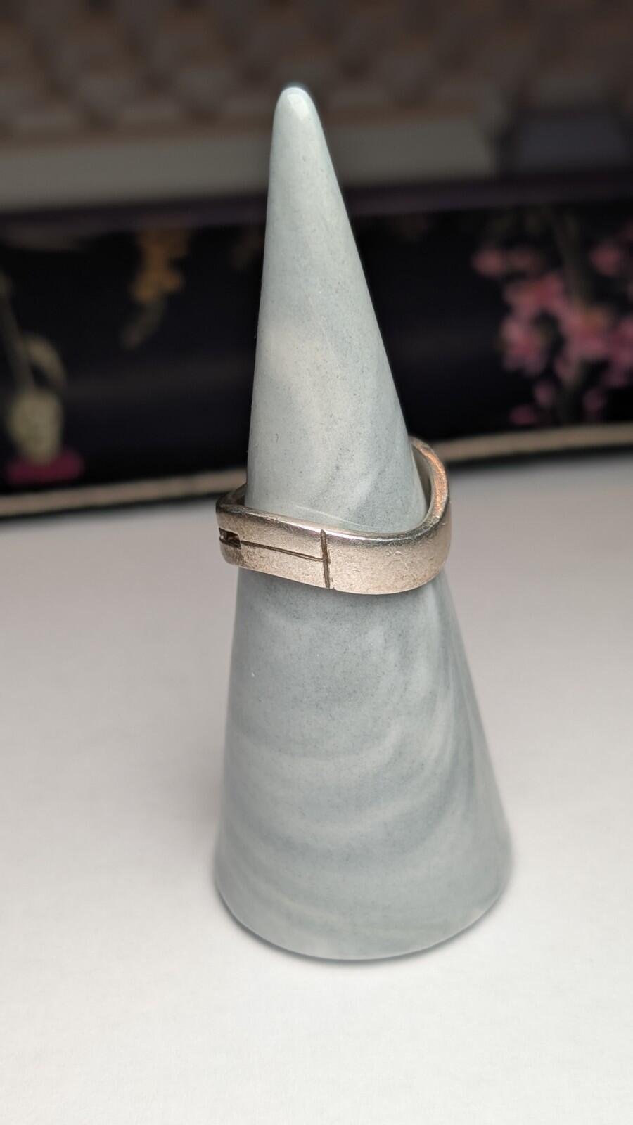 Vintage Sterling Silver Wave Wavy Diamond Ring | Size M 1/2 | 925 Silver - Image 5