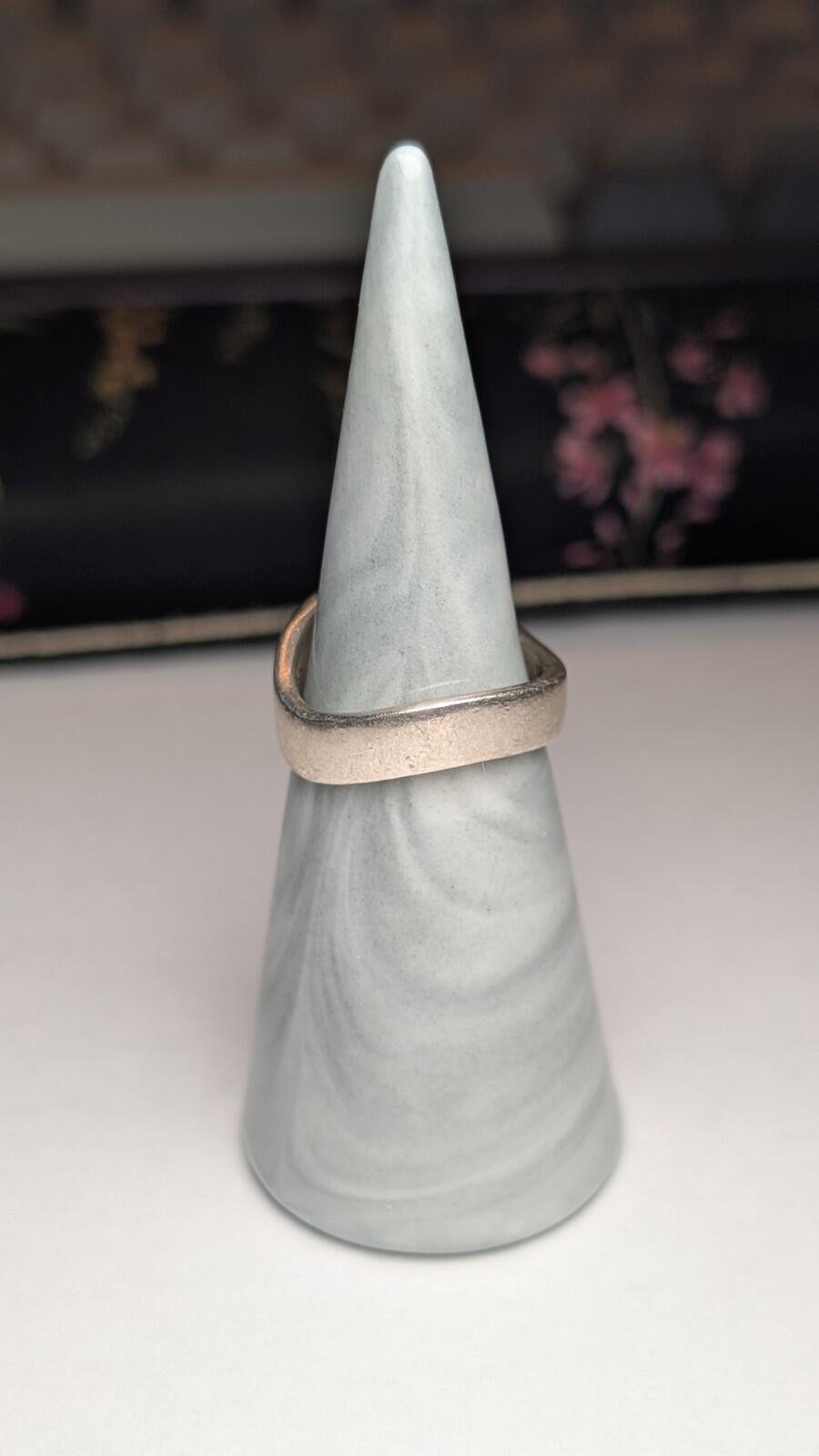 Vintage Sterling Silver Wave Wavy Diamond Ring | Size M 1/2 | 925 Silver - Image 8