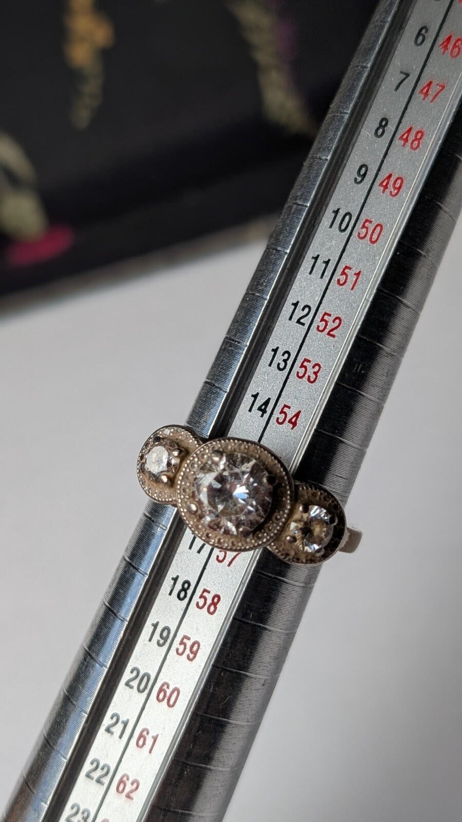 Vintage Sterling Silver CZ Trilogy Ring | Size O 1/2 | 925 Silver - Image 8