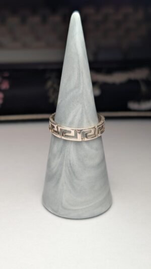 Vintage Sterling Silver Greek Style Band Ring | Size R 1/2 | 925 Silver
