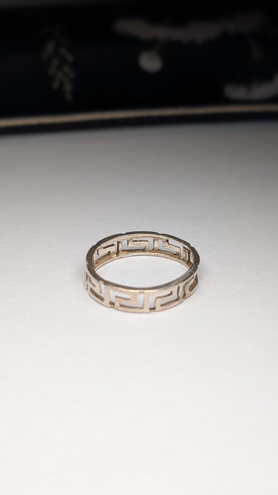 Vintage Sterling Silver Greek Style Band Ring | Size R 1/2 | 925 Silver - Image 4